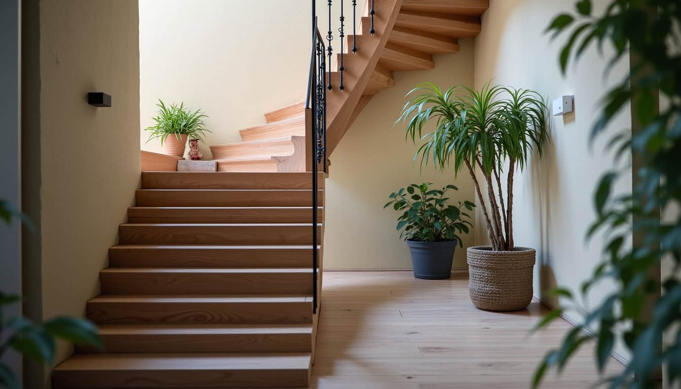 Monte-escalier installé sur un escalier tournant dans une maison à Aubry-du-Hainaut