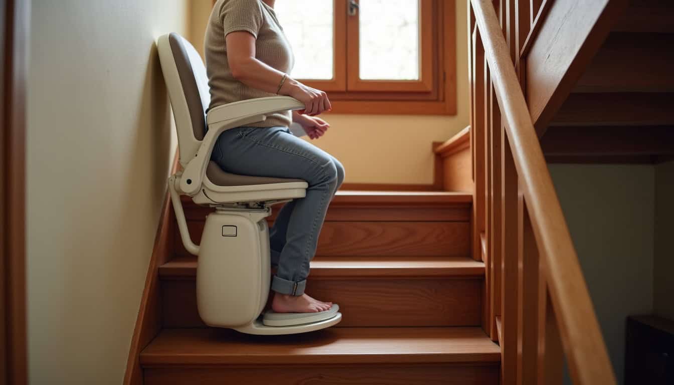 Monte-escalier terminé et en fonctionnement dans une maison typique de La Force