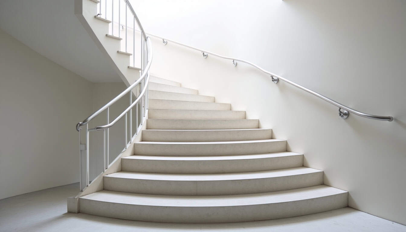Monte-escalier tournant installé dans un escalier en colimaçon à Basse-Pointe
