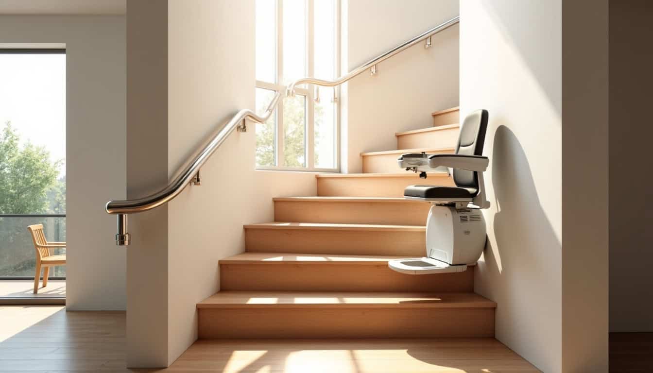 Monte-escalier tournant installé dans une maison à Junas