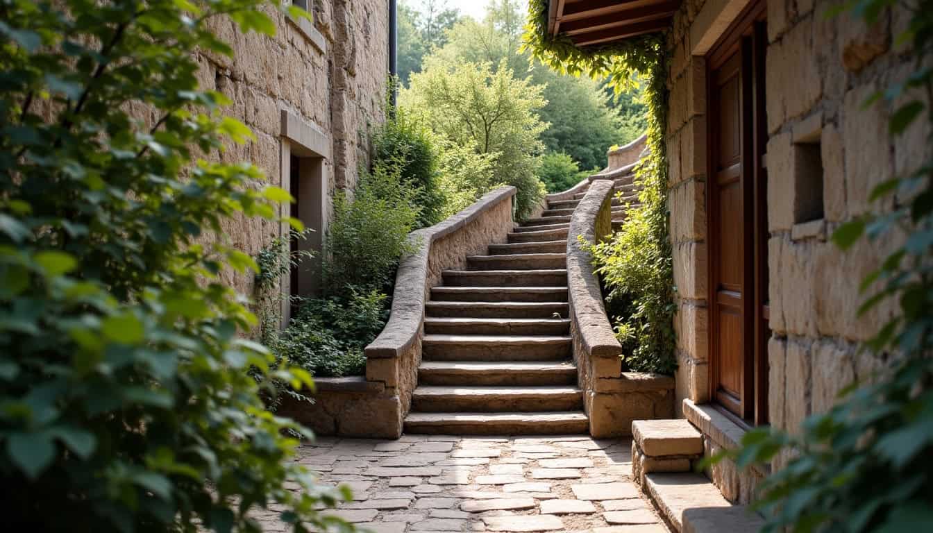 Monte-escalier tournant installé dans une maison ancienne à Saint-Bonnet-le-Château