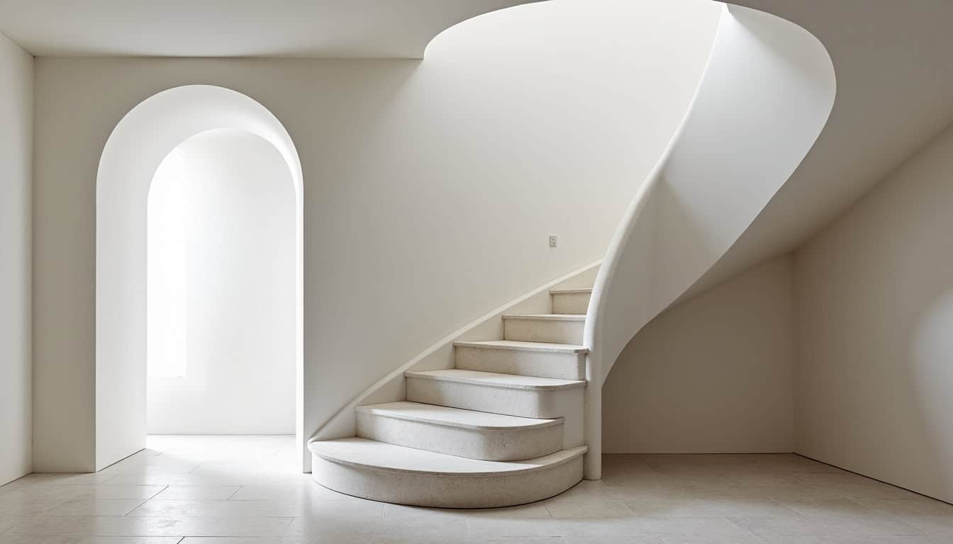 Monte-escalier tournant installé dans une maison ancienne de Bavinchove, intégré de manière discrète à l