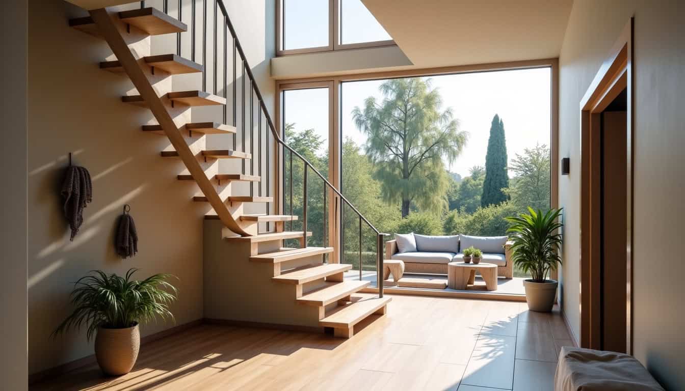 Monte-escalier tournant installé dans une maison de Guillac avec escalier à double virage