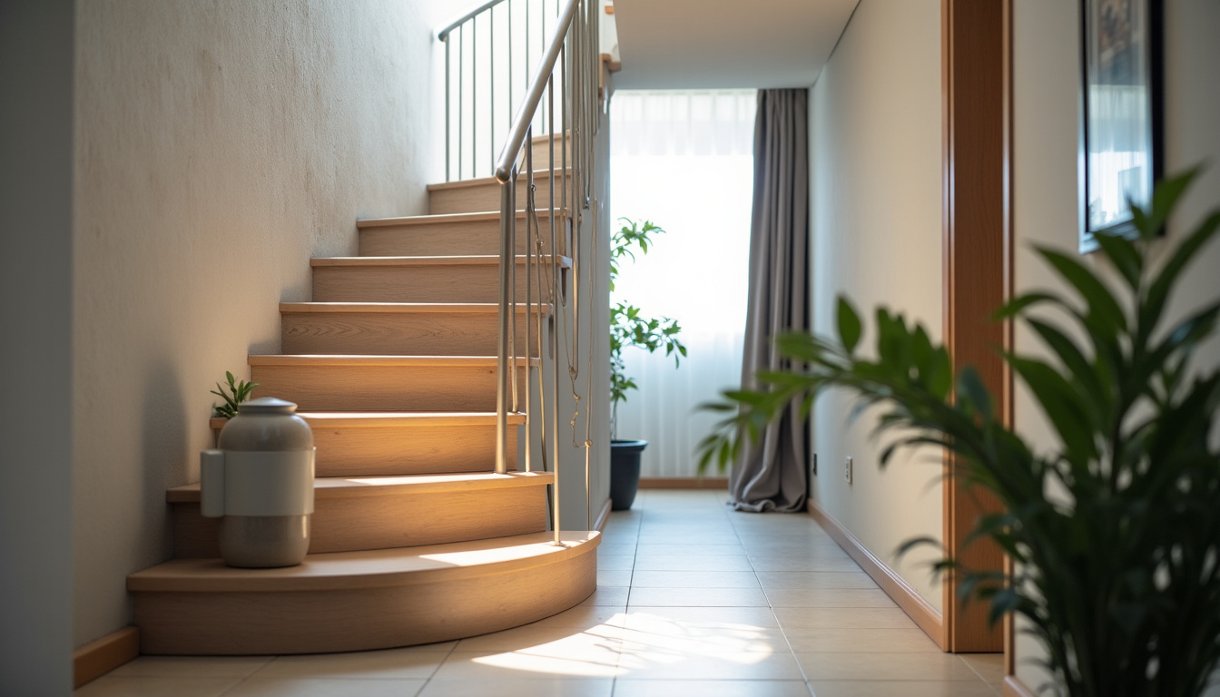 Monte-escalier tournant installé dans une maison de Pourcieux avec rail sur mesure adapté aux escaliers courbes