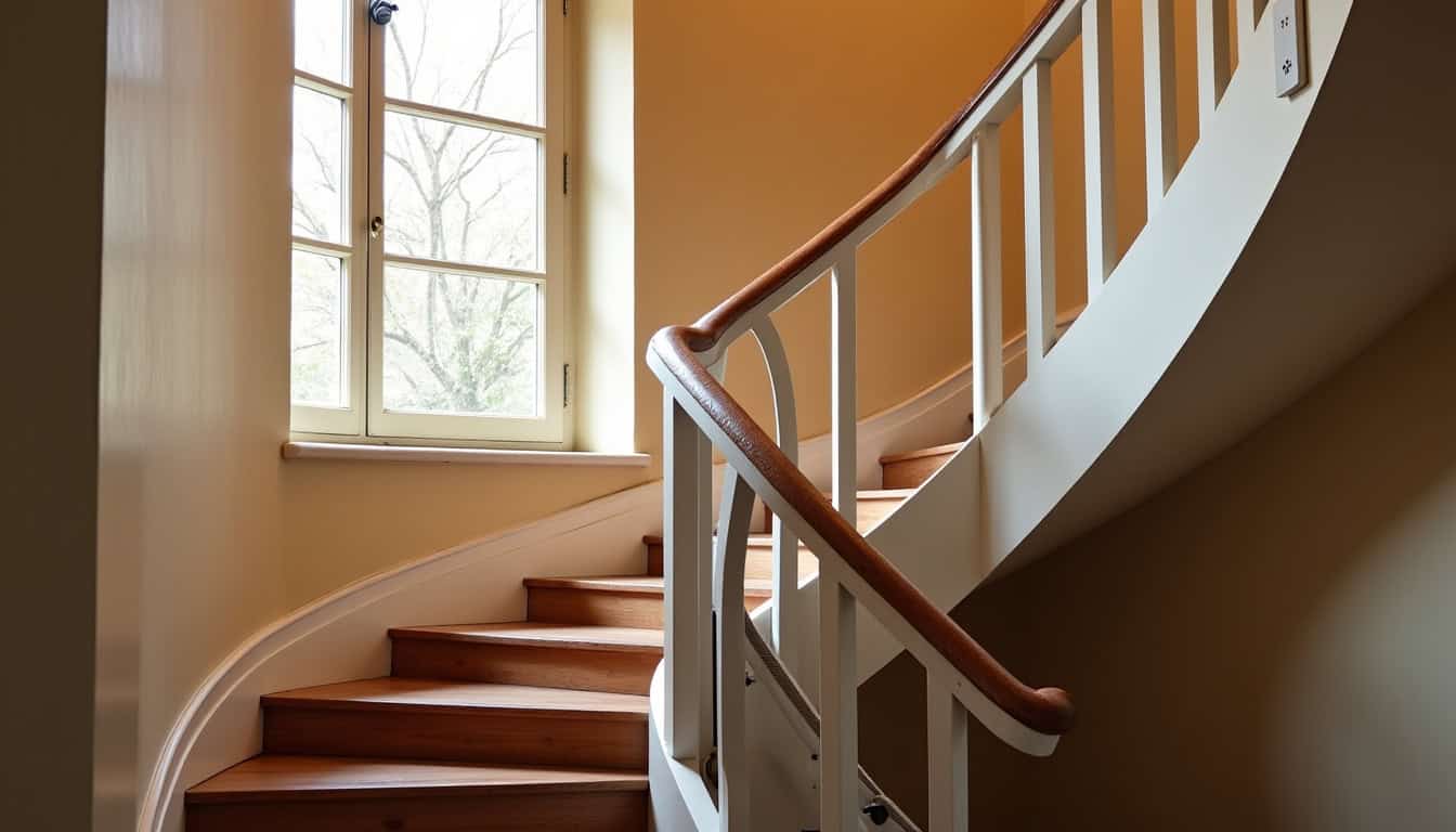 Monte-escalier tournant installé dans une maison traditionnelle de Pont-à-Marcq