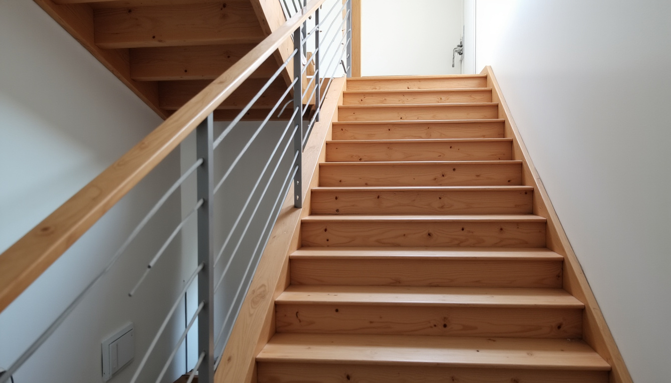 Monte-escalier tournant installé sur un escalier en bois avec virage à 180 degrés dans une maison de Cappelle-la-Grande, rail en acier inoxydable et siège gris foncé