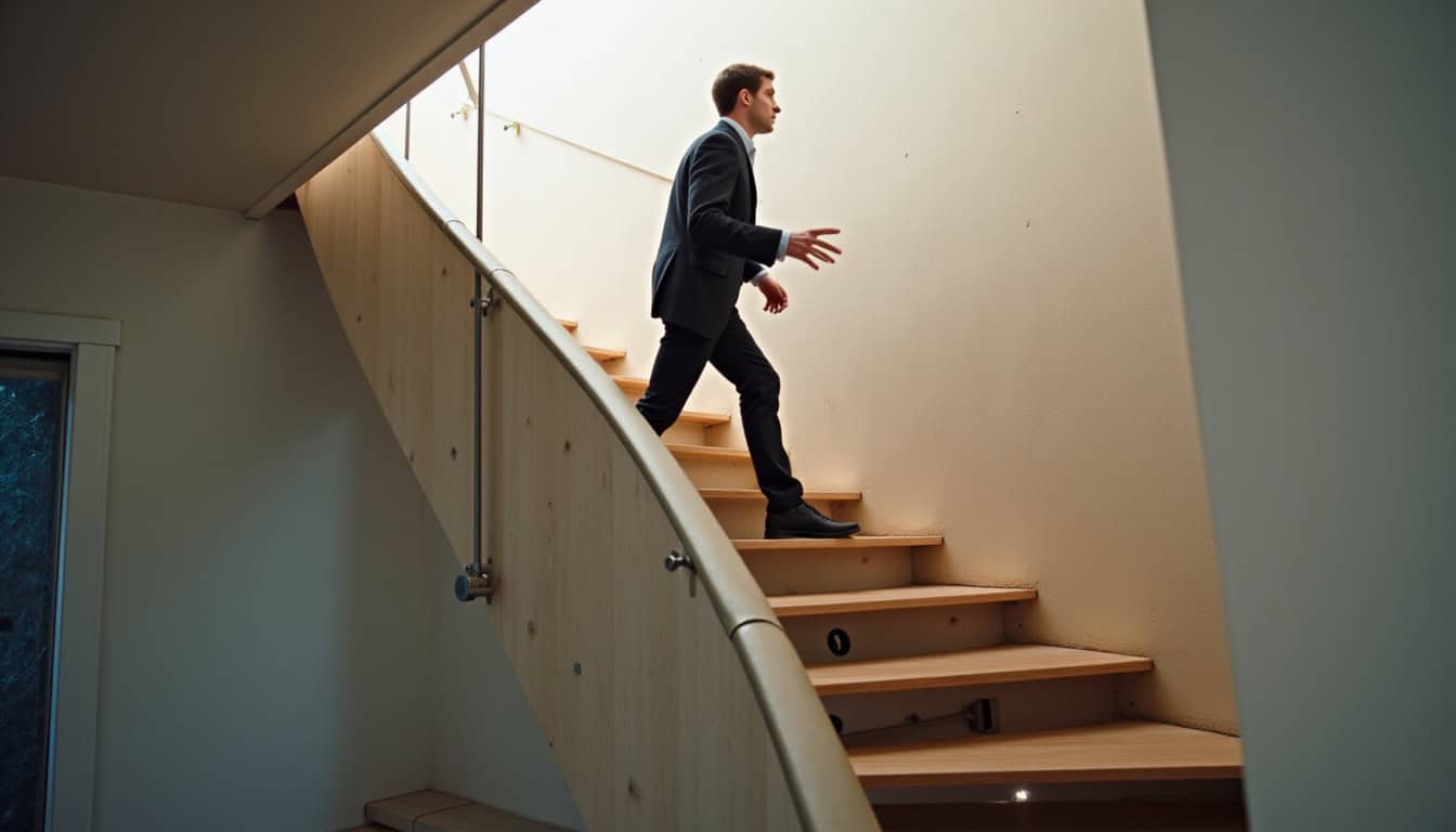 Personne en train de consulter un devis pour un monte-escalier à Briollay