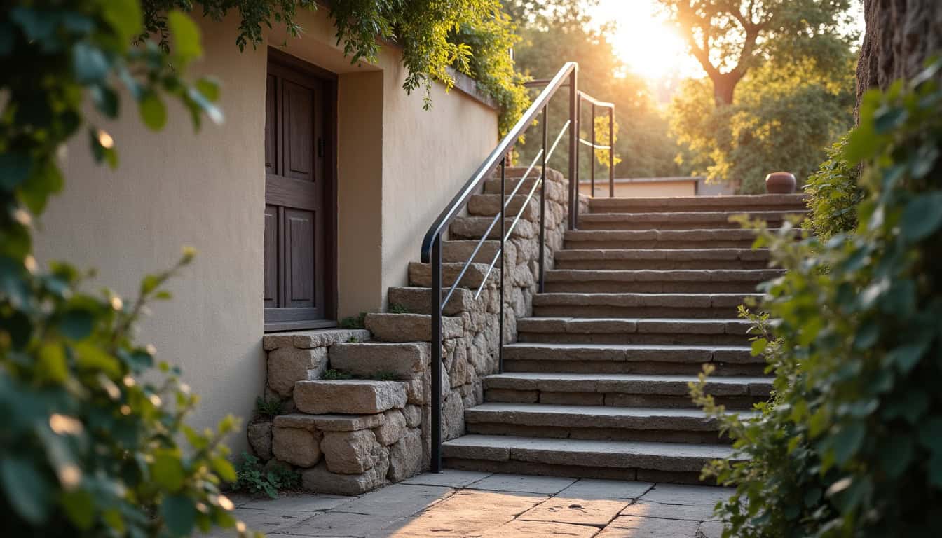 Préparation du rail sur mesure pour un monte-escalier courbe dans une maison ancienne de Préchac