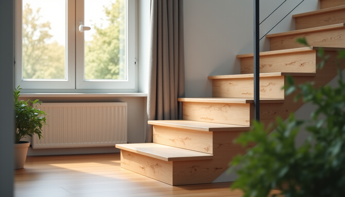 Siège monte-escalier installé sur un escalier tournant dans une maison à Villemolaque