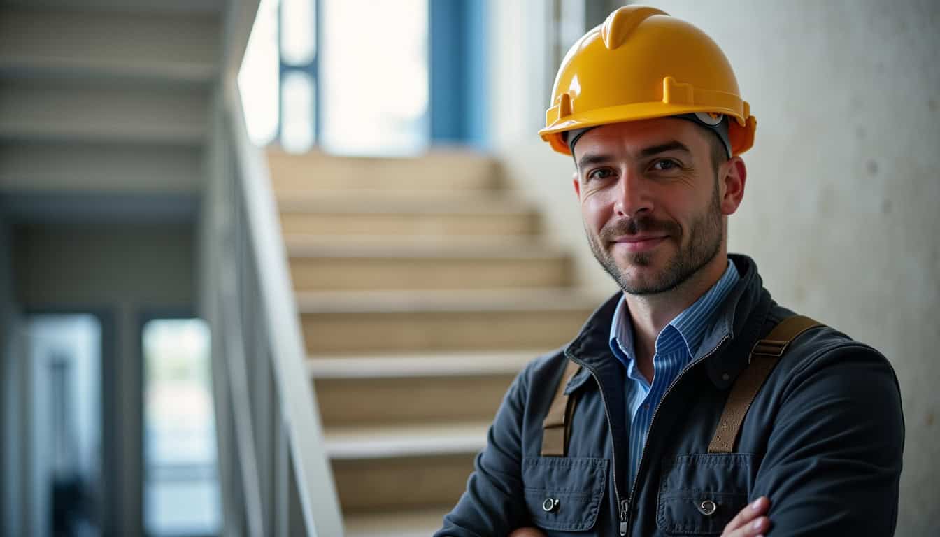 Technicien certifié en train de vérifier un monte-escalier lors d