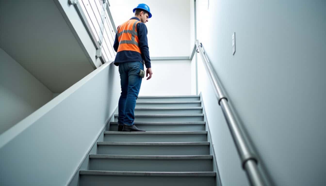 Technicien effectuant une étude technique pour un monte-escalier à Seebach