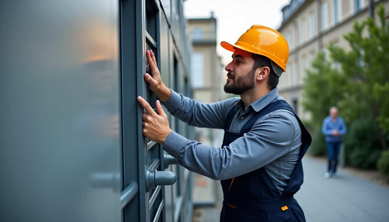 Technicien effectuant une maintenance préventive sur un monte-escalier à Barberey-Saint-Sulpice