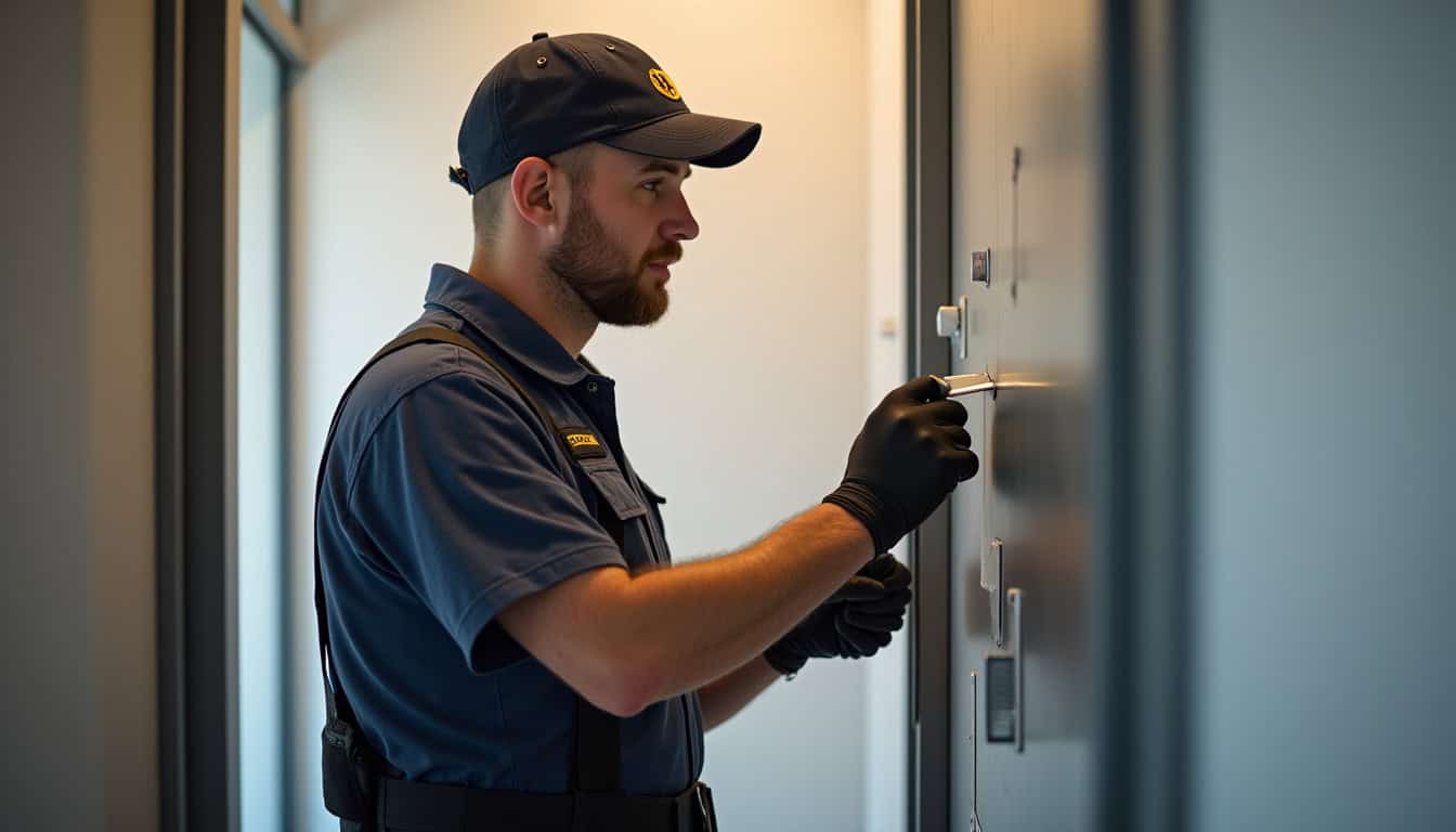 Technicien en train de finaliser l’installation d’un monte-escalier à Vigeois
