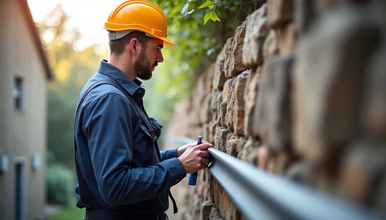 Technicien en train de mesurer un escalier pour une installation sur mesure à Saint-Aignan