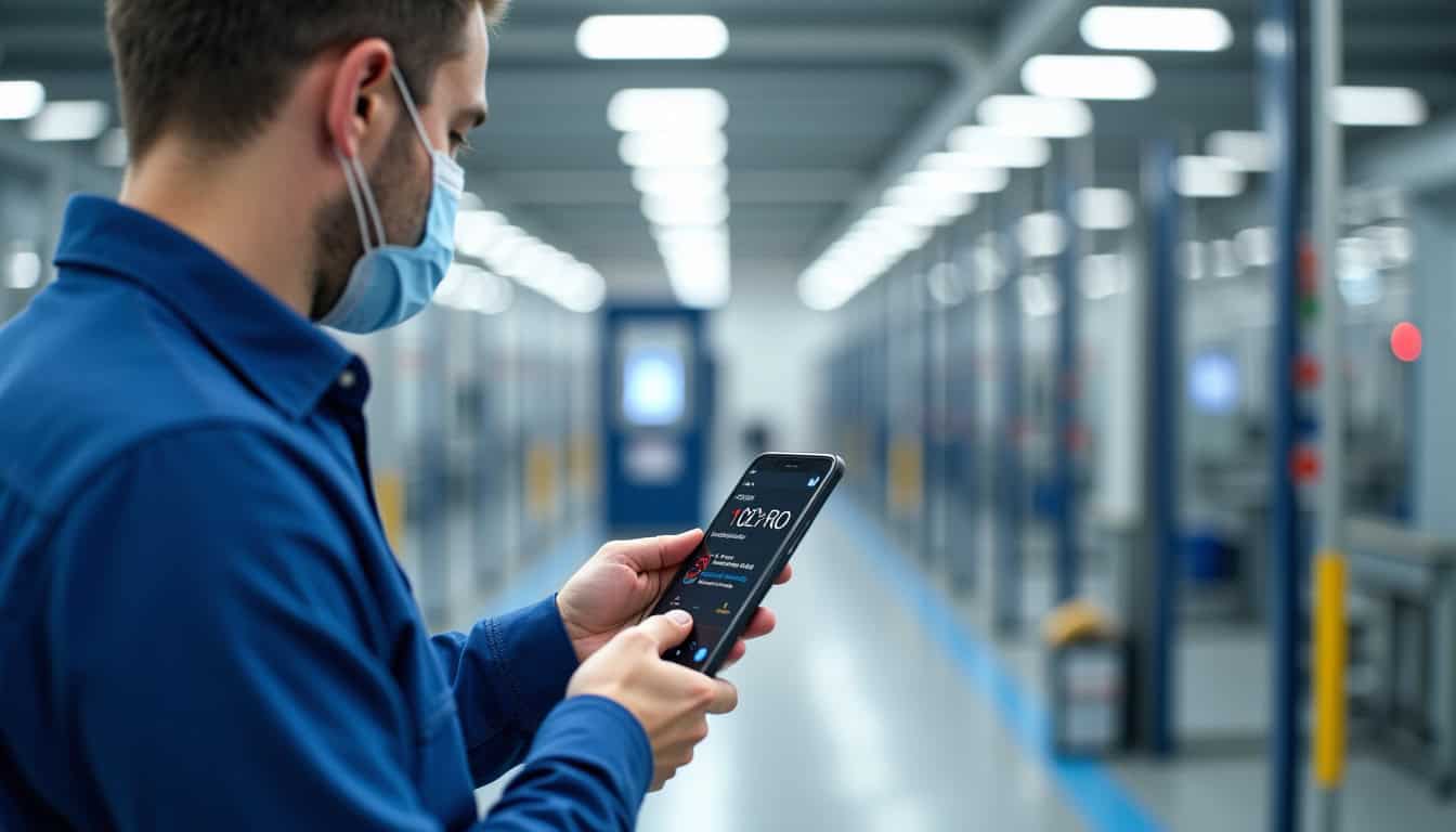 Technicien en train de prendre les mesures d