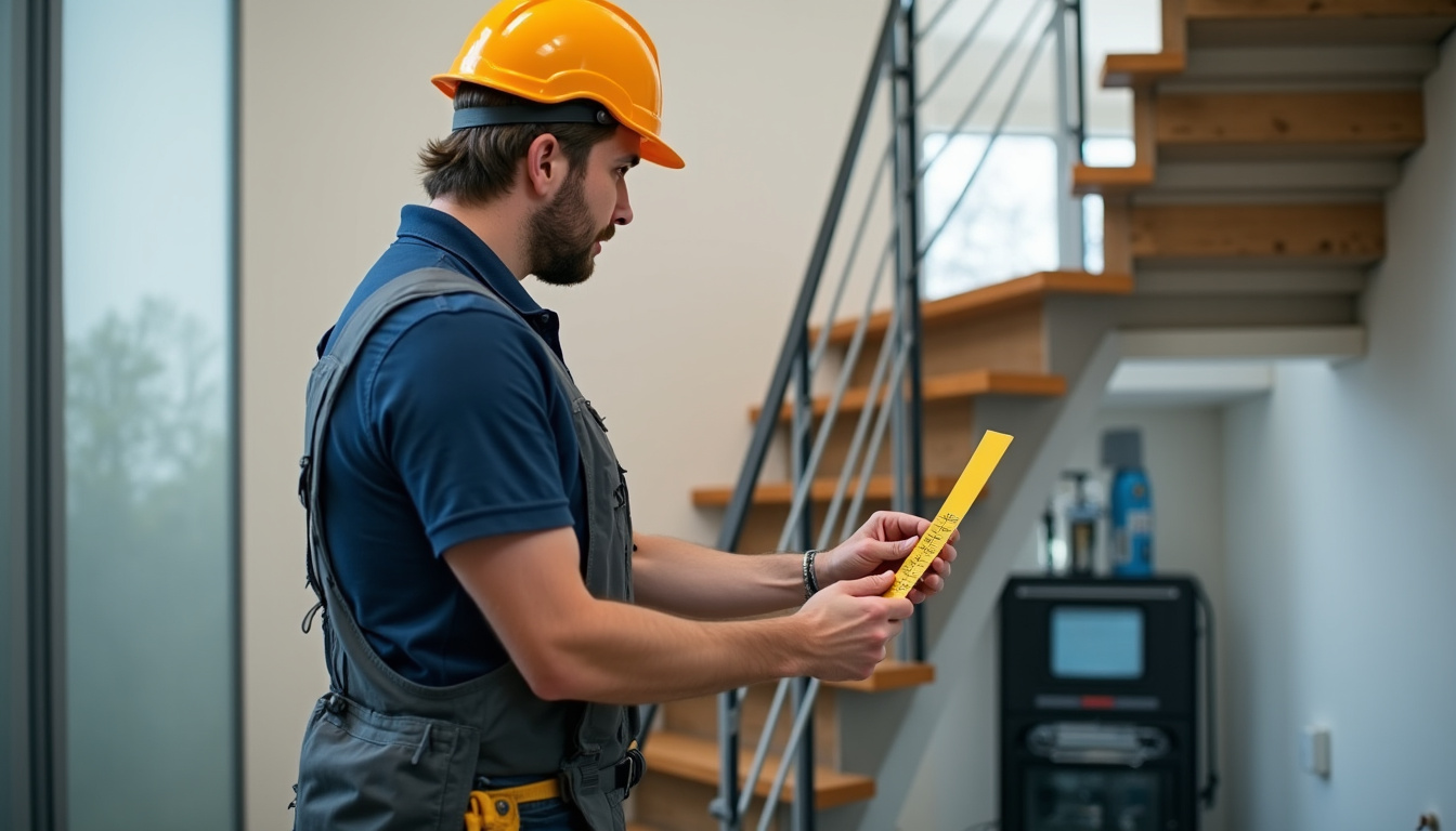Technicien en train de prendre les mesures d