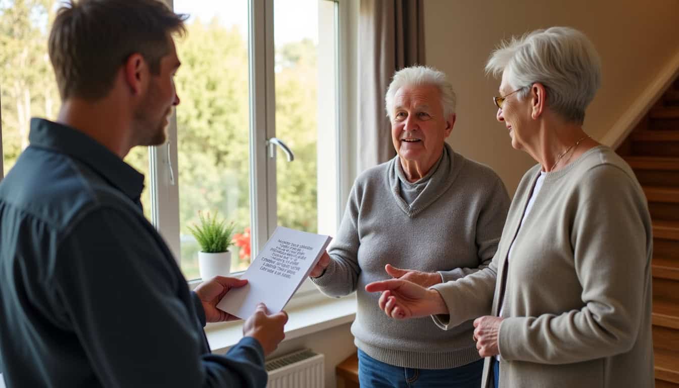 Technicien en train de présenter un devis d