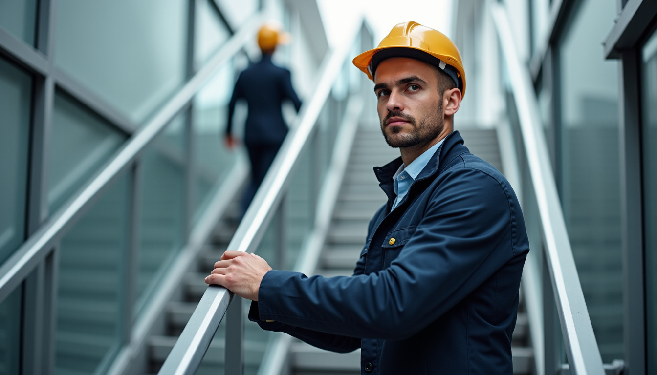 Technicien en train de réaliser un entretien sur un monte-escalier à Avion