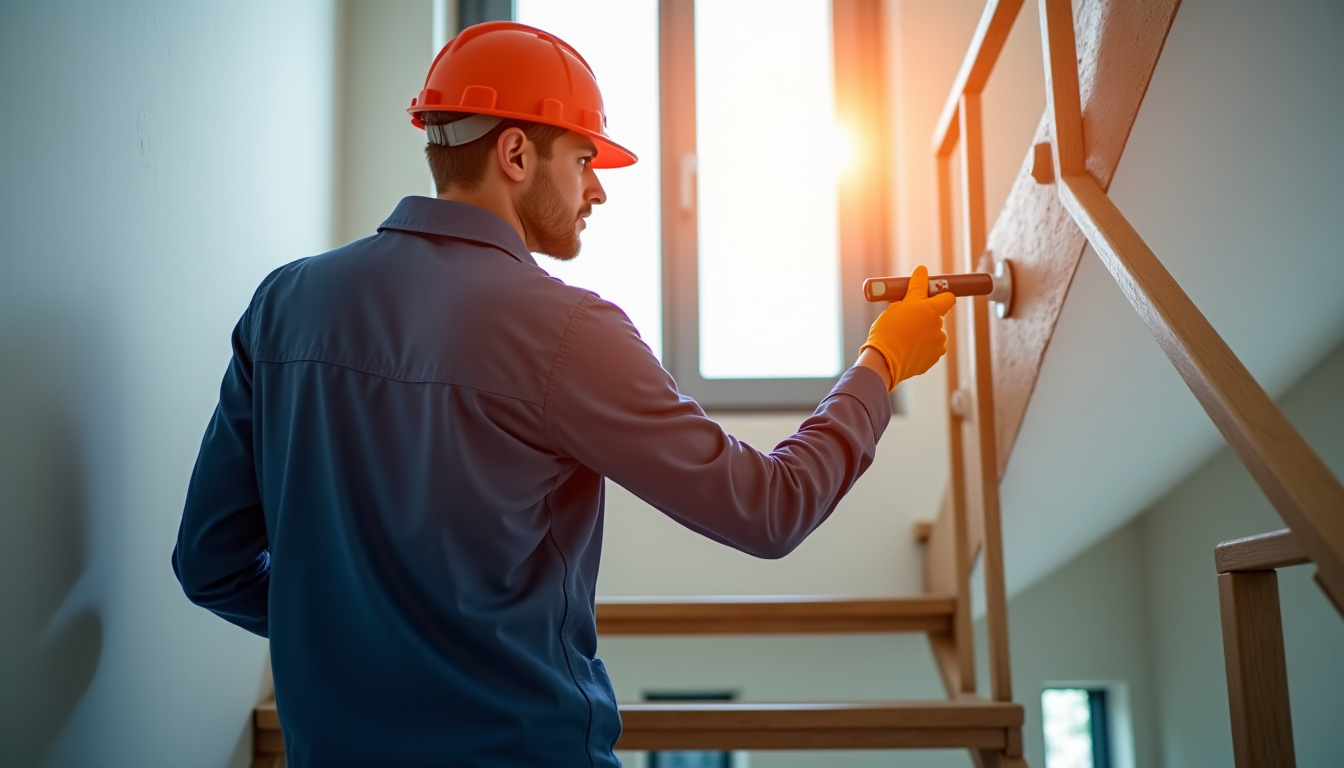 Technicien en train de tester un monte-escalier après installation à Sainte-Julie