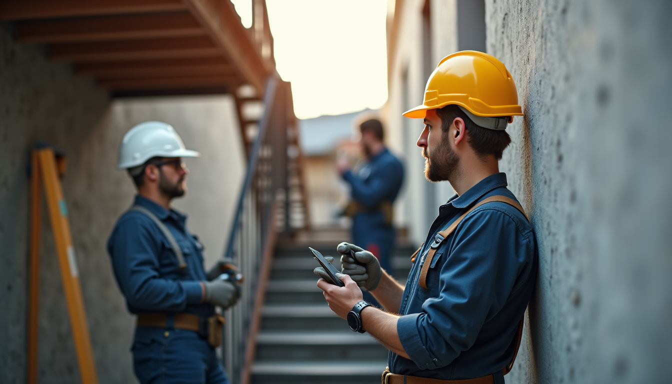 Technicien en train d’effectuer un relevé technique pour un monte-escalier à Bouloc