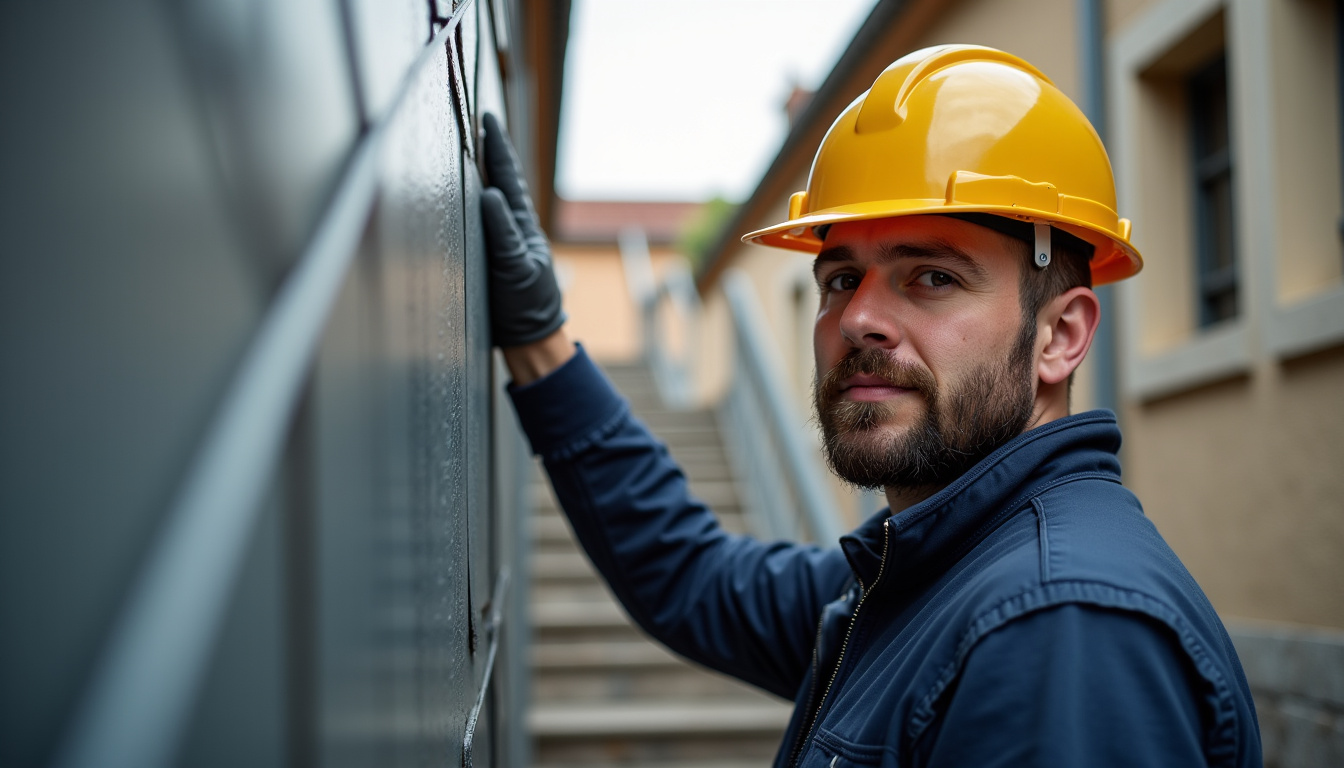 Technicien en train d’installer un monte-escalier à Chemaudin et Vaux