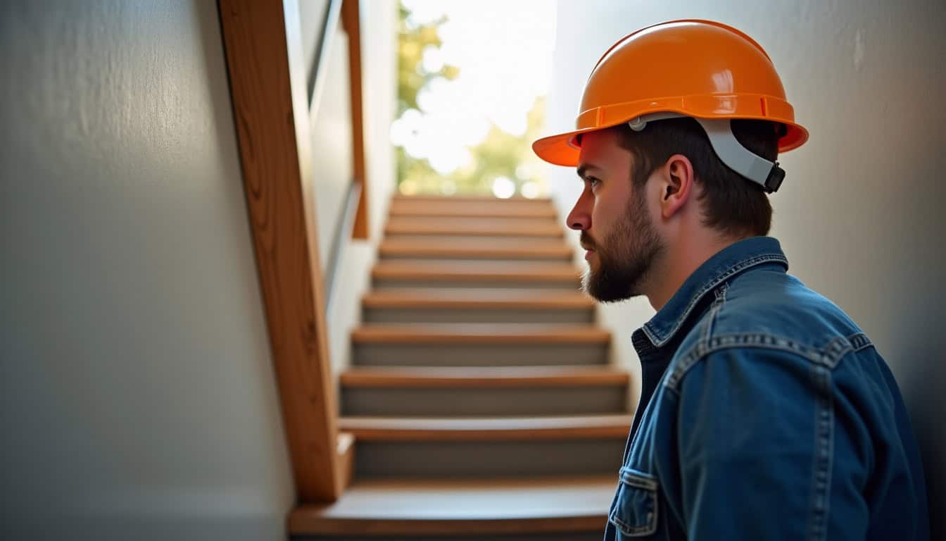 Technicien en train d’installer un monte-escalier à Cluny