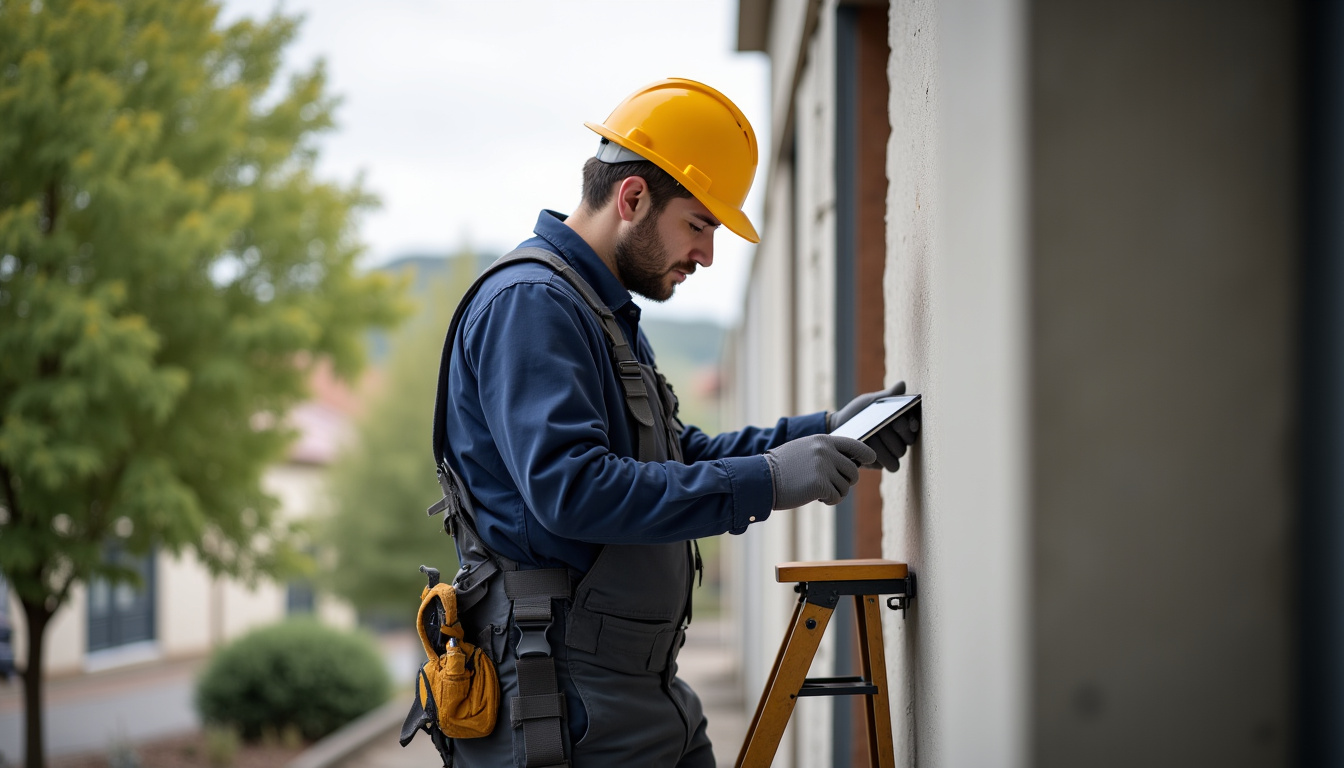 Technicien en train d’installer un monte-escalier à Louvigné