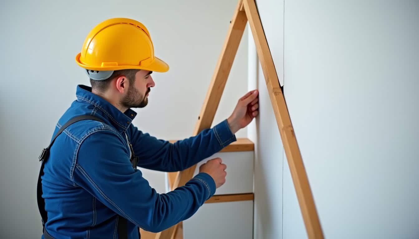 Technicien en train d’installer un monte-escalier à Saint-Amand-en-Puisaye