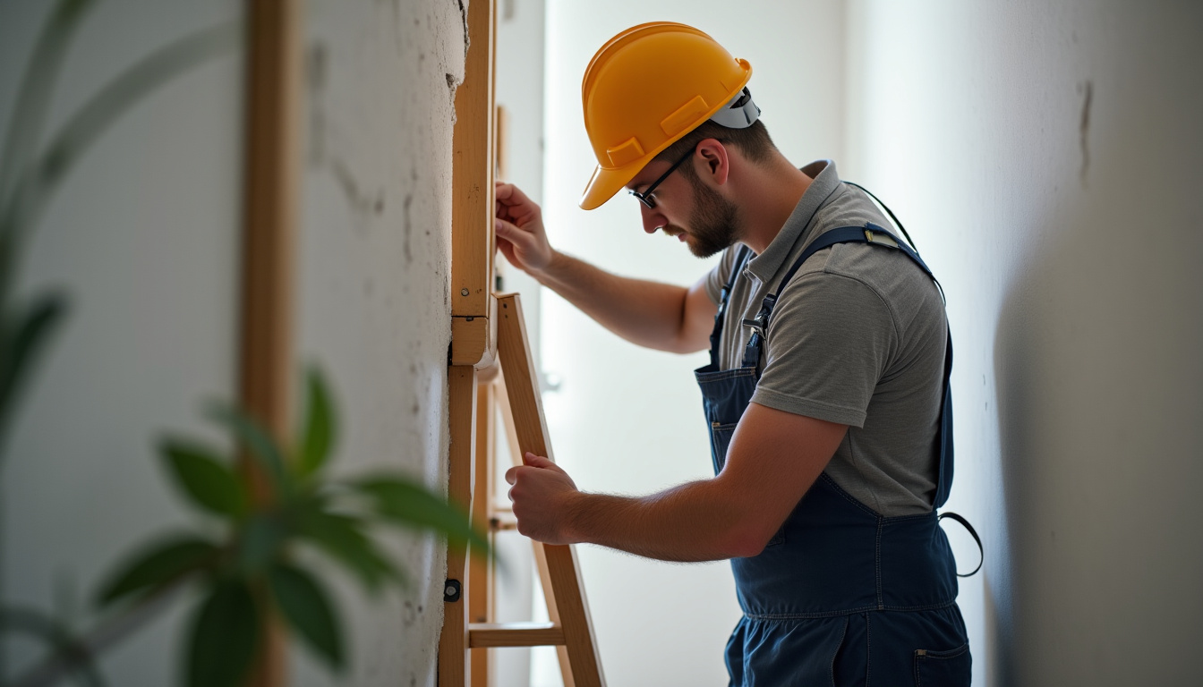 Technicien installant un monte-escalier dans une maison de Toulon-sur-Allier