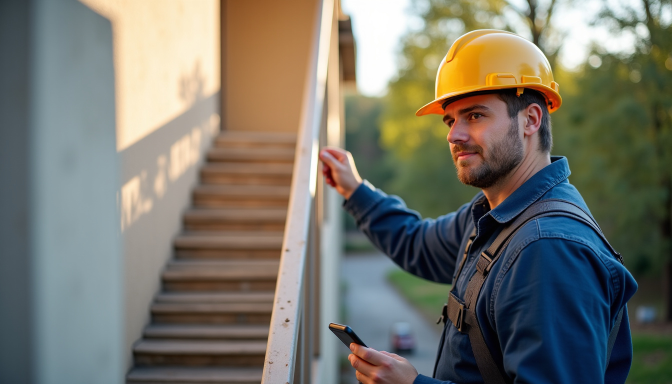 Technicien local ajustant un monte-escalier à La Londe-les-Maures