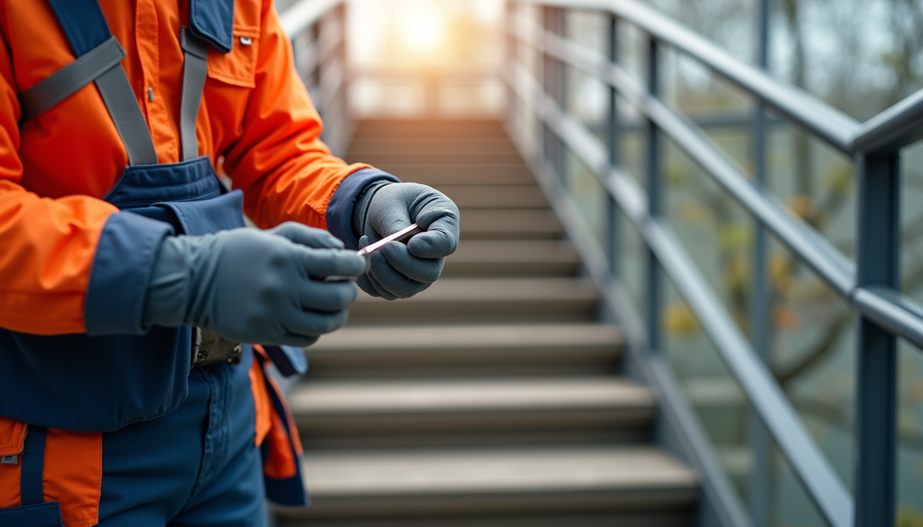 Technicien prenant les mesures d
