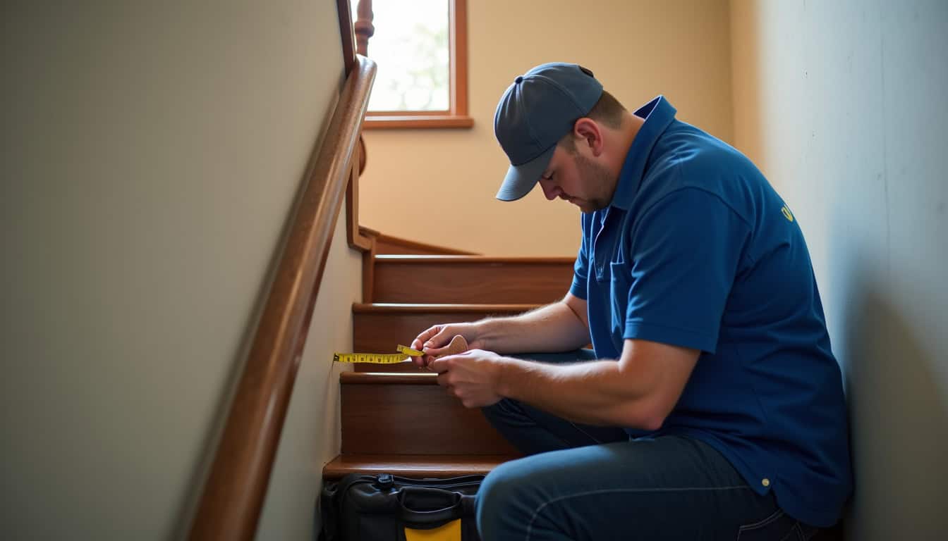 Technicien prenant les mesures d