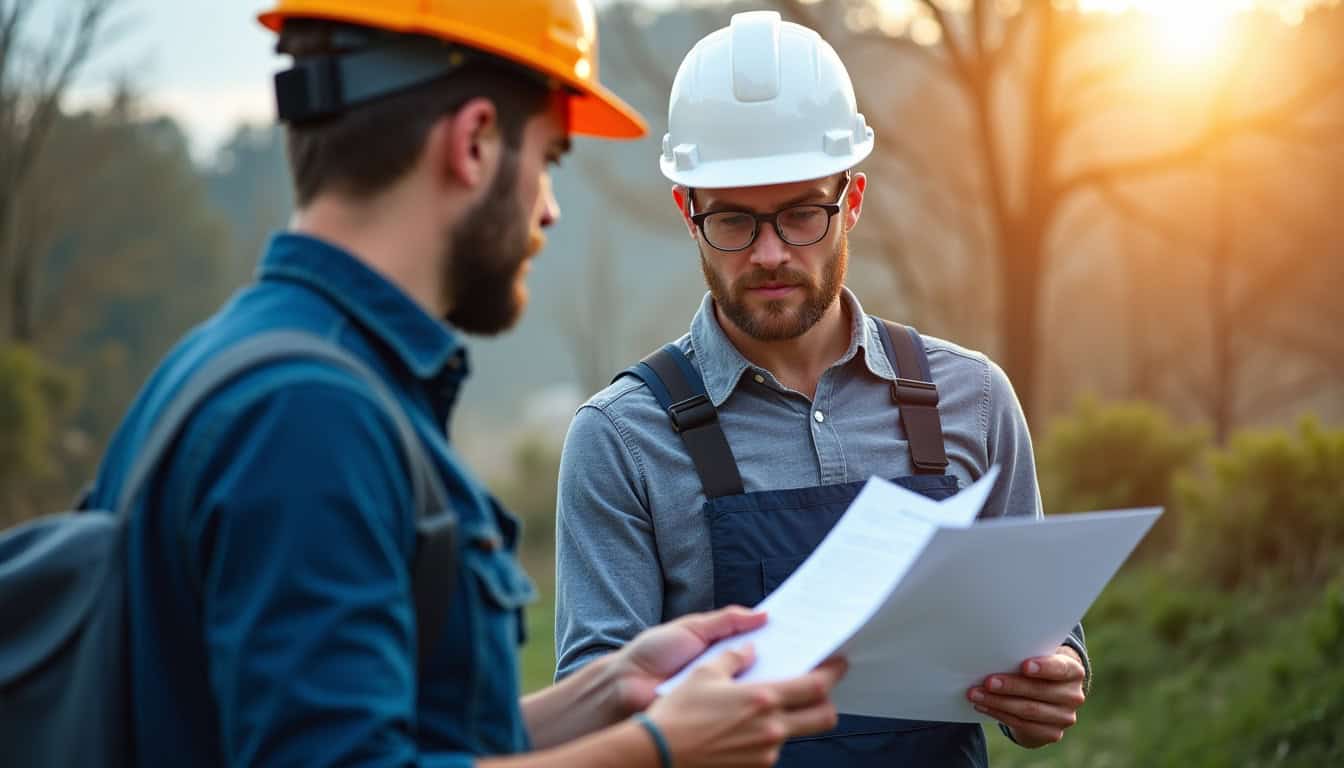 Technicien remettant un devis détaillé à un client à Martigné-Ferchaud