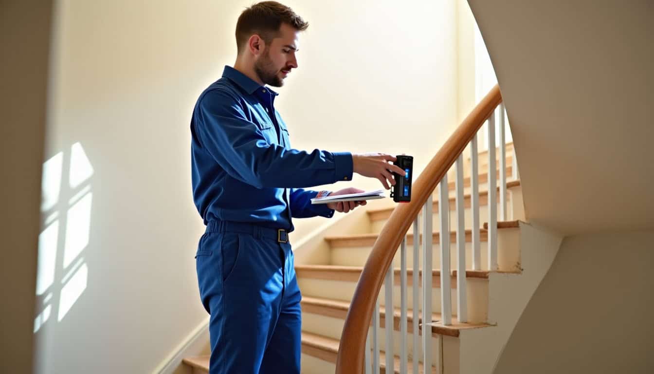 Un technicien expert en train de mesurer un escalier à Sancoins pour une installation sur mesure
