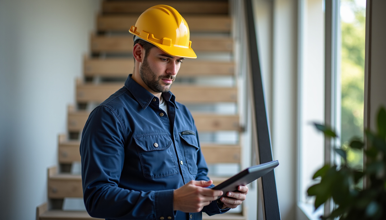 Un technicien remet un devis détaillé pour un monte-escalier à un résident de Guermantes