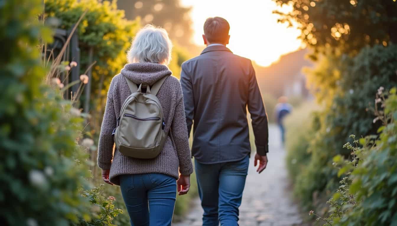 Un technicien remet un devis gratuit pour un monte-escalier à un couple âgé à Bourgbarré