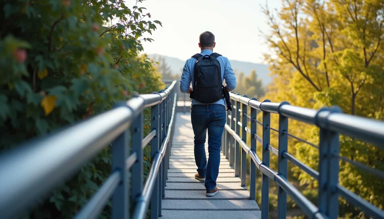 Vue schématique du fonctionnement d’un monte-escalier avec rail, siège et système de sécurité