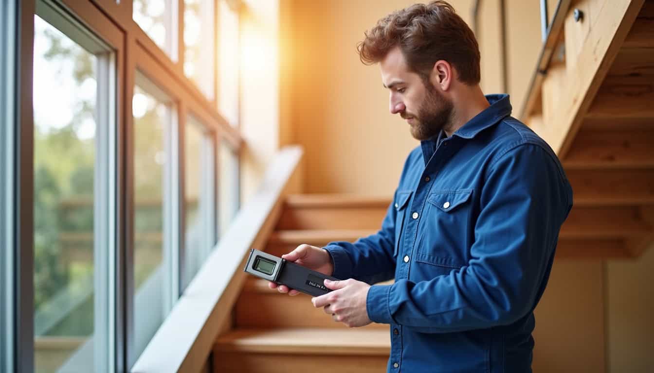 Artisan en train de vérifier un monte-escalier à Férolles