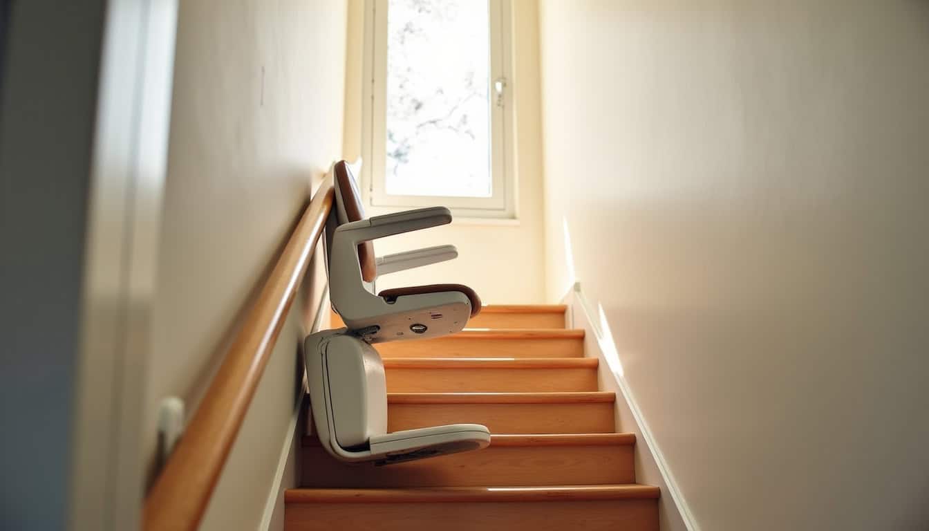 Batterie de secours d’un monte-escalier en fonctionnement lors d’une coupure de courant