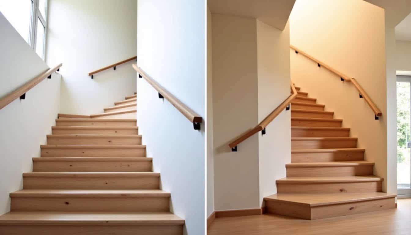 Comparaison visuelle entre un monte-escalier droit et un monte-escalier tournant installés dans des habitations à Vernègues