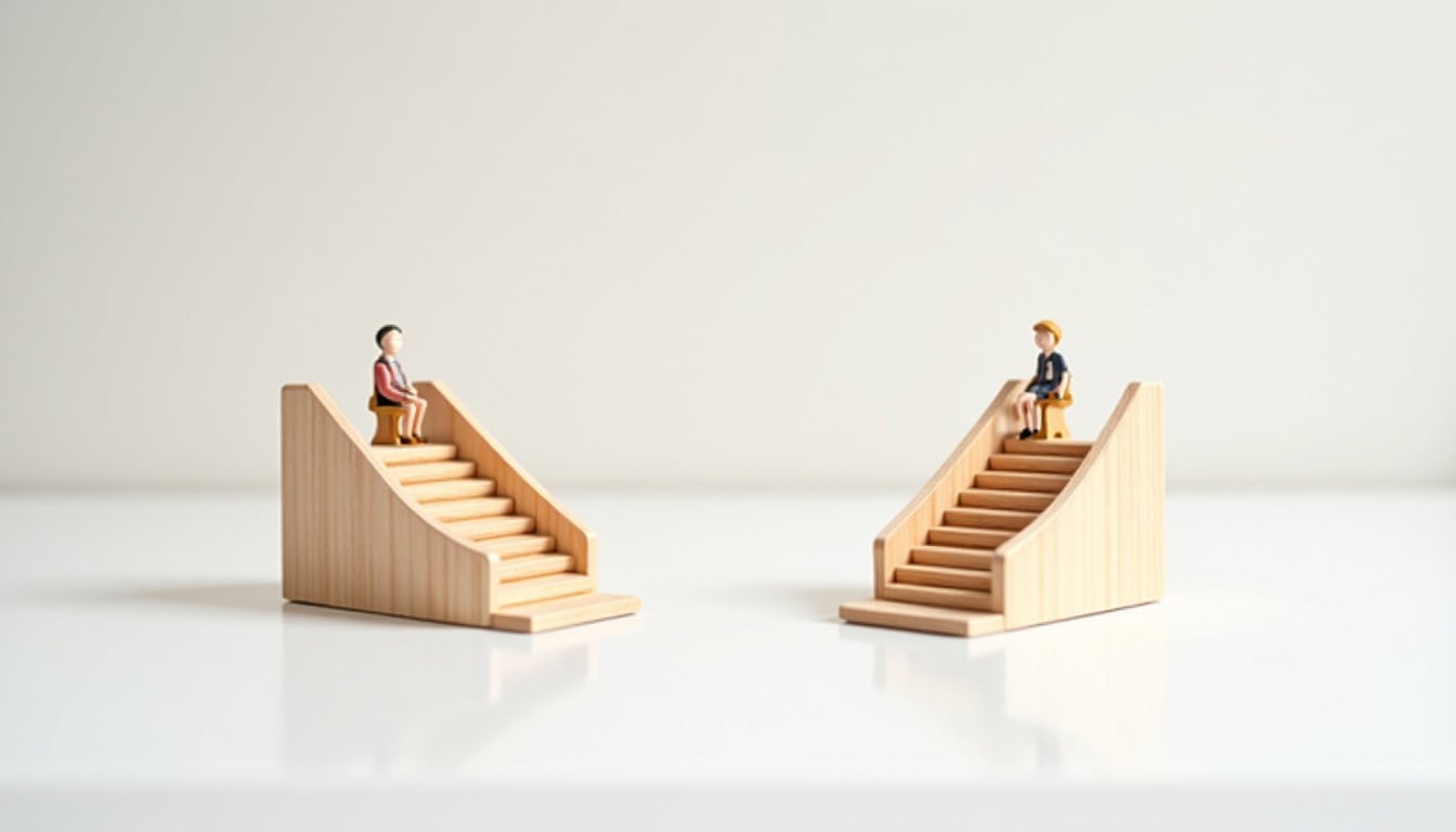 Comparaison visuelle entre un monte-escalier droit et un monte-escalier tournant sur deux types d