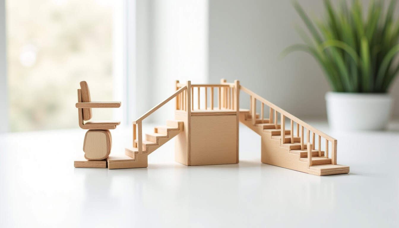 Comparaison visuelle entre un monte-escalier, un ascenseur privatif et une rampe d’accès à Ognes
