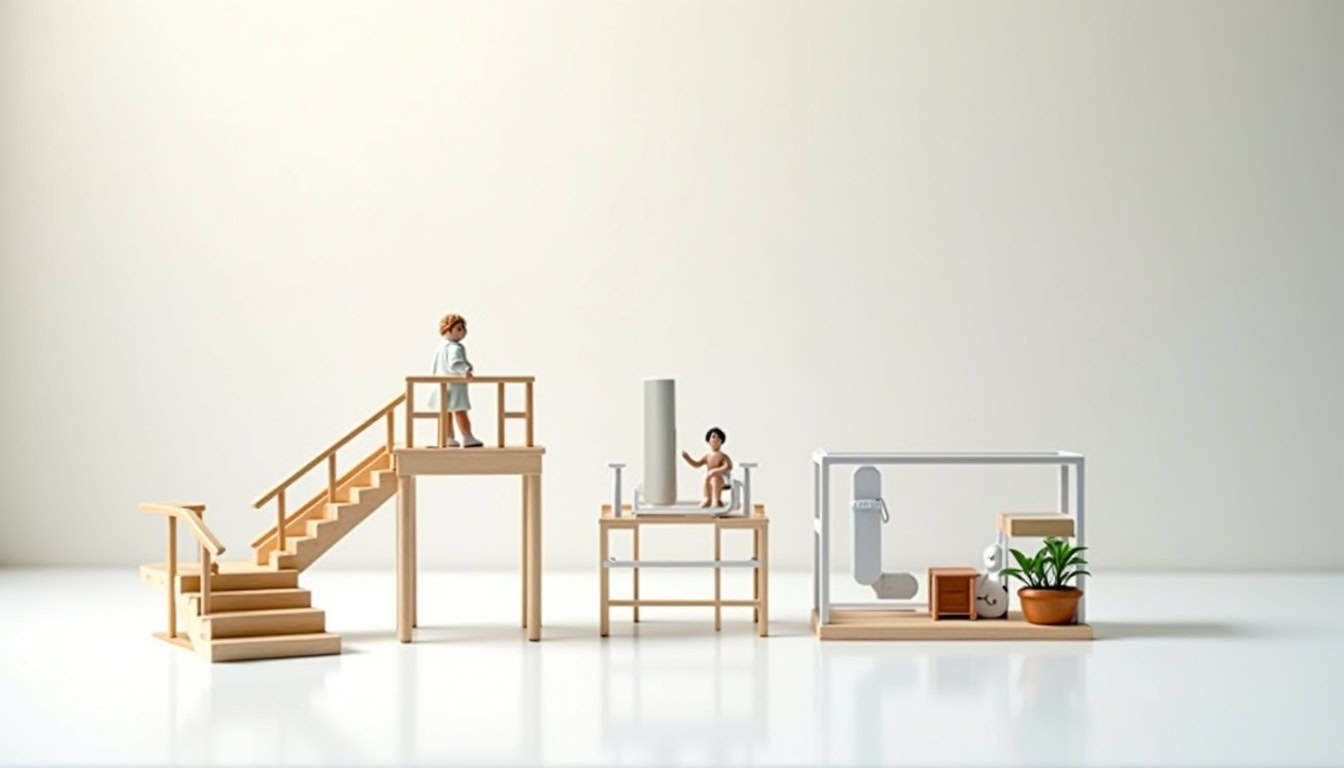 Comparatif visuel entre un monte-escalier, une plateforme élévatrice et un relooking de l’espace de vie à Trévé