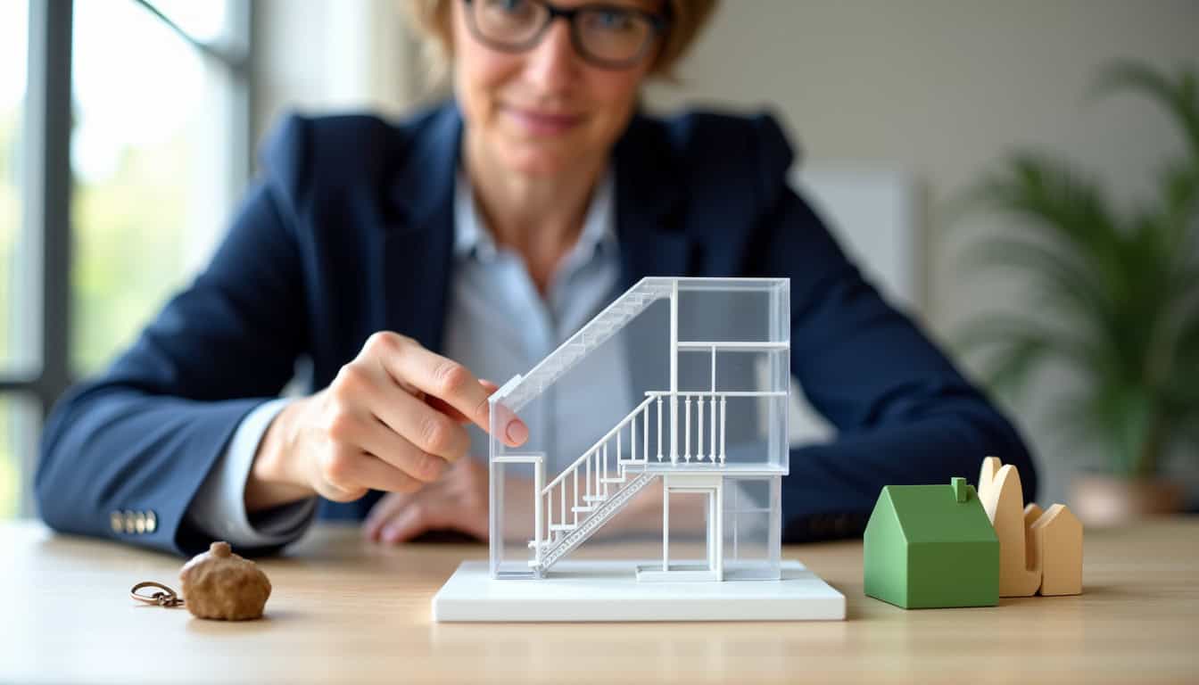 Conseiller en train de présenter un devis pour un monte-escalier à Valence-en-Poitou