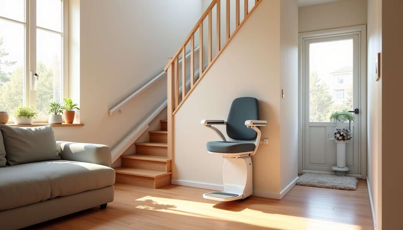 Différents types de monte-escalier installés dans des habitations à Allauch, montrant un modèle droit, un tournant et une plateforme élévatrice