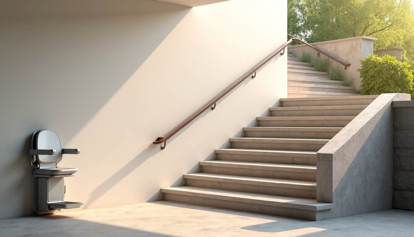 Différents types de monte-escaliers installés à Roost-Warendin: droit, tournant et extérieur