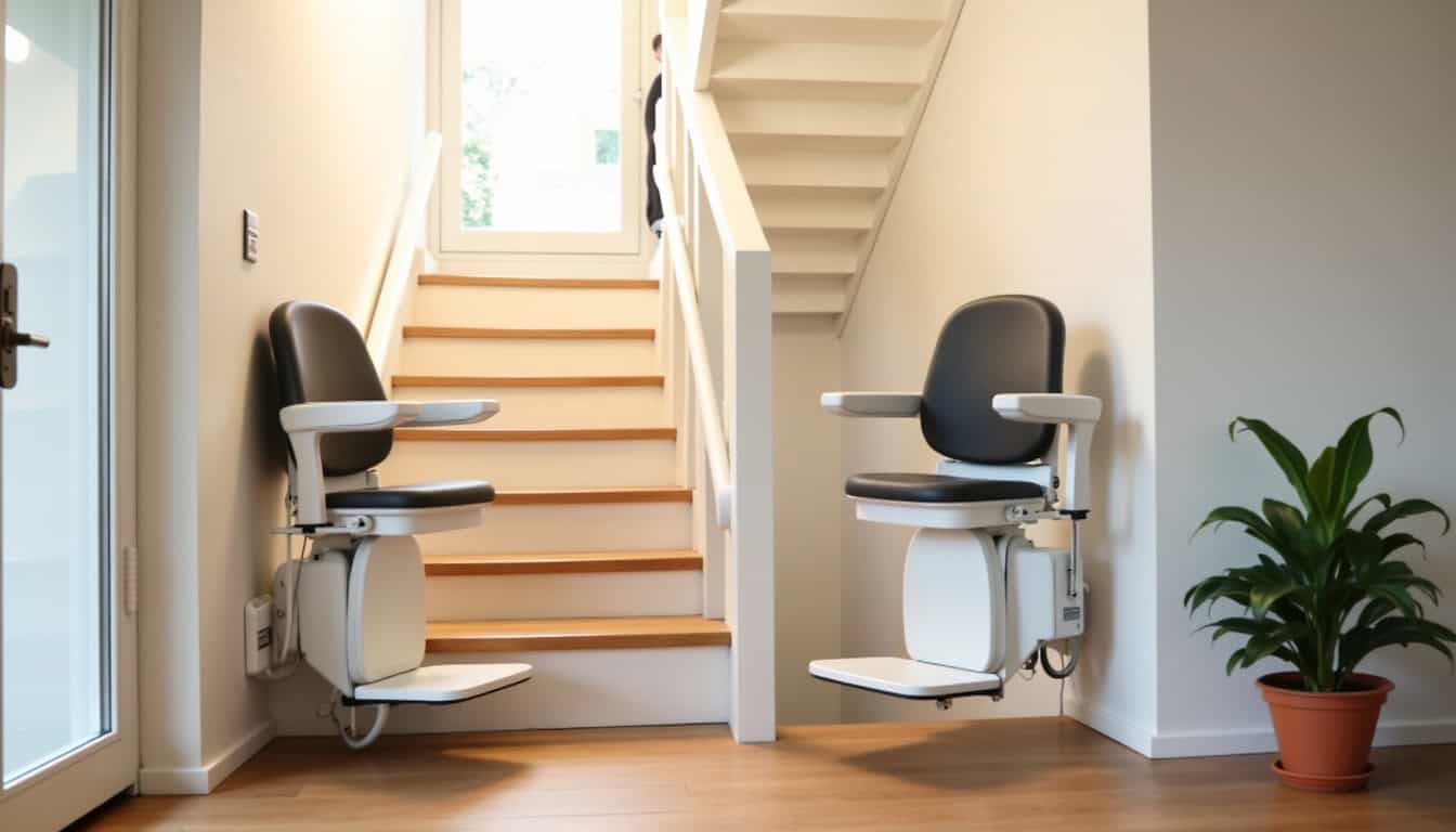 Différents types de monte-escaliers installés dans une maison à Le Pellerin