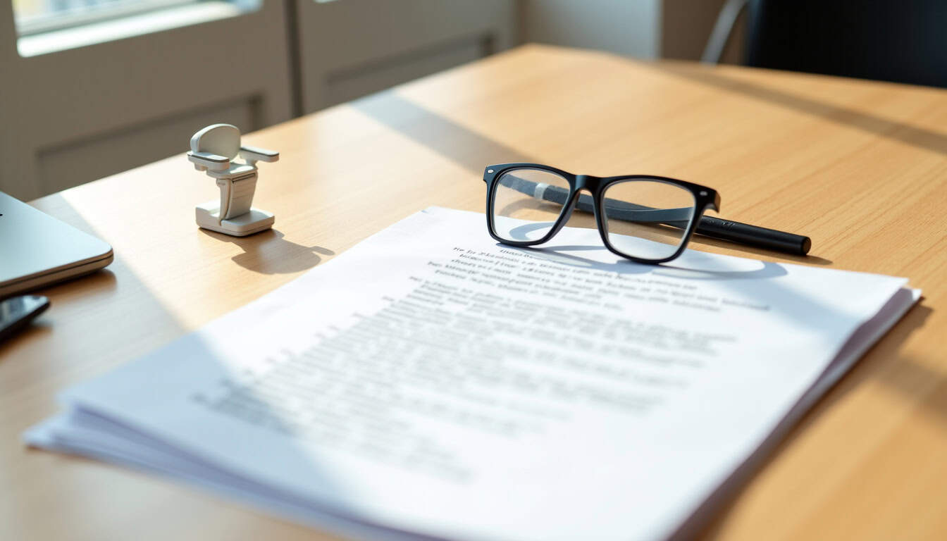 Documents administratifs posés sur une table pour les aides financières au monte-escalier