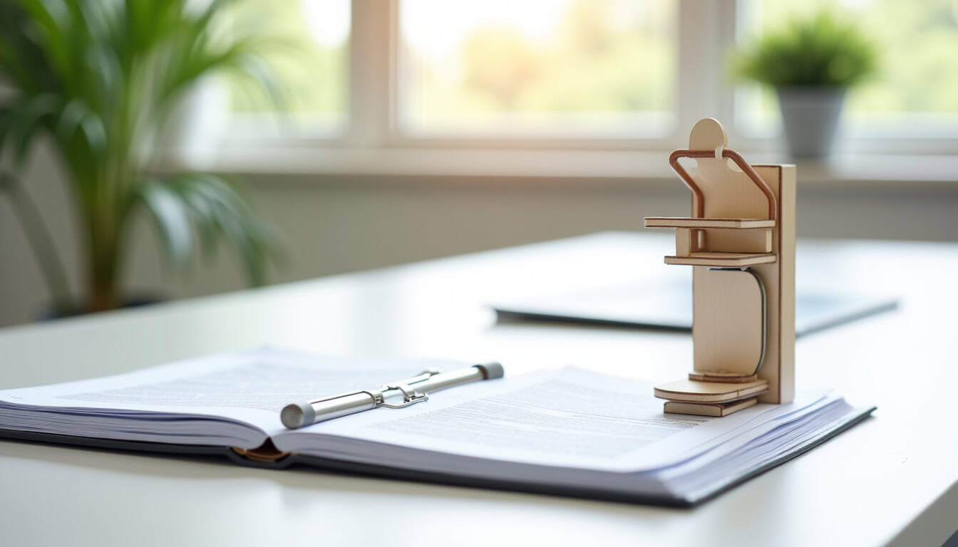 Dossier administratif ouvert montrant des documents liés aux aides pour un monte-escalier à Boult-sur-Suippe