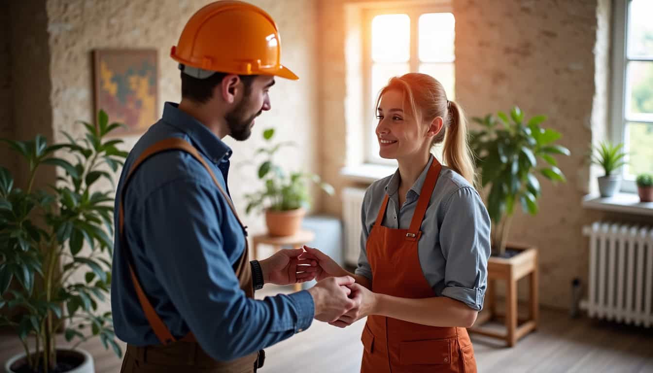 Échange entre un technicien et un client lors d